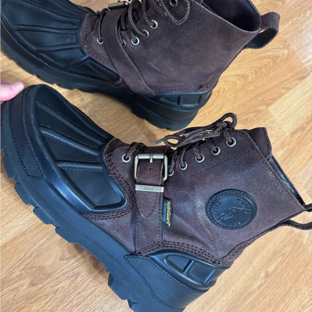 Polo Ralph Lauren Oslo High BT WP Brown/Black Waterproof Boots Men’s Size 10.5D